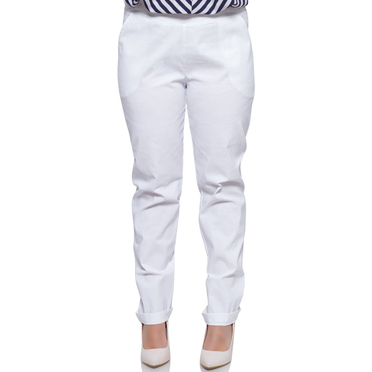 Бял Официален Панталон - Еластичен и Еластичен - Макси размери от 3XL до 6XL - Пролет - Лято - Maxi Market