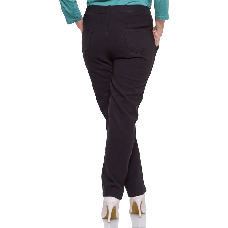 Черни панталони в макси размери - удобни за ежедневие - еластична материя - есен - зима - до глезена - Maxi Market