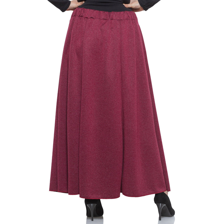 Дамска бордо пола в макси размери - Еластична талия - Есен - Зима - Удобна и стилна - Maxi Market