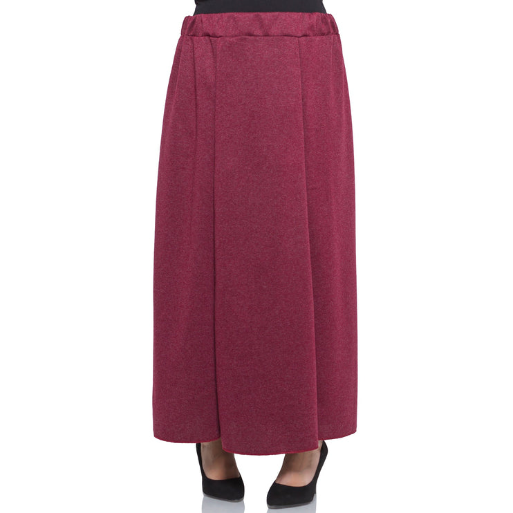 Дамска бордо пола в макси размери - Еластична талия - Есен - Зима - Удобна и стилна - Maxi Market