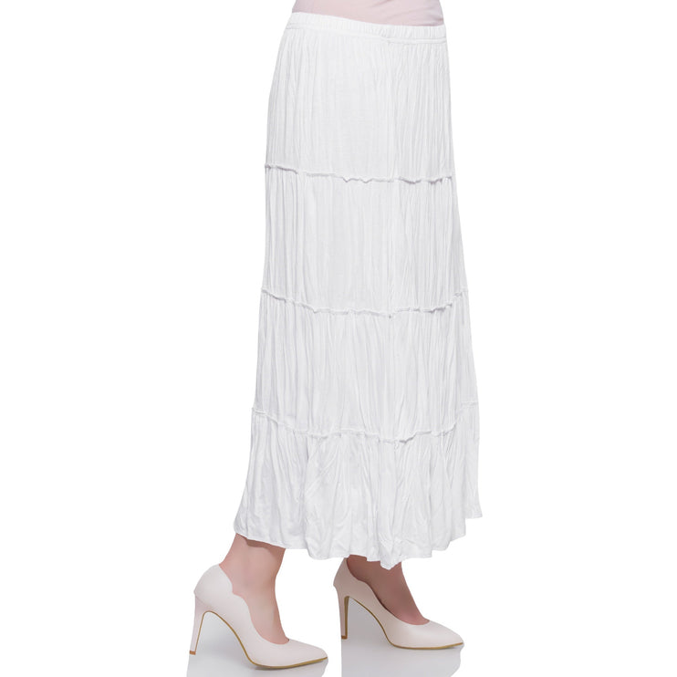 Дамска бяла пола в макси размери - еластична талия - летен модел - удобство и стил - произведено в България - Maxi Market