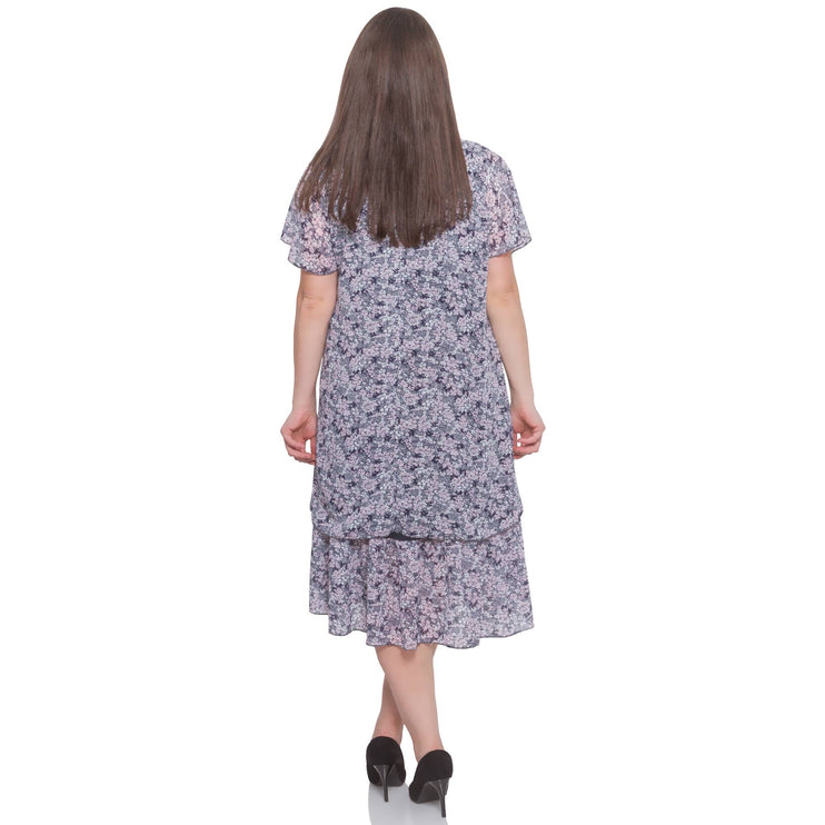 Дамска цветна шифонена рокля в макси размери - флорален модел - за официални събития - пролет - лято - Maxi Market