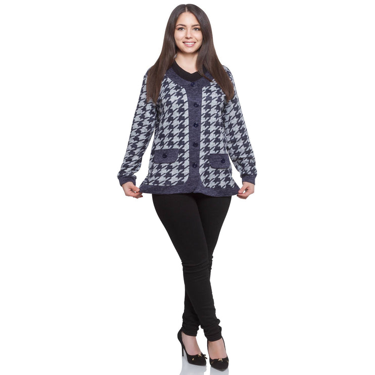 Дамска жилетка в макси размери - абстрактен десен - светло сива - официален повод - есен - зима - Maxi Market