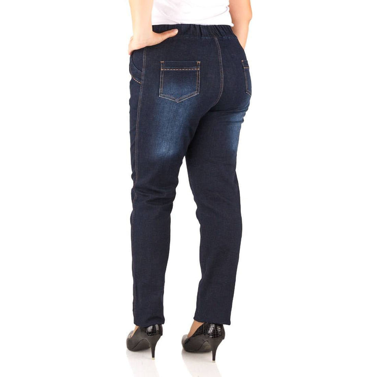 Дамски дънки в макси размери - тъмносини - удобство и стил - еластични - с джобове - произведено в България - Maxi Market