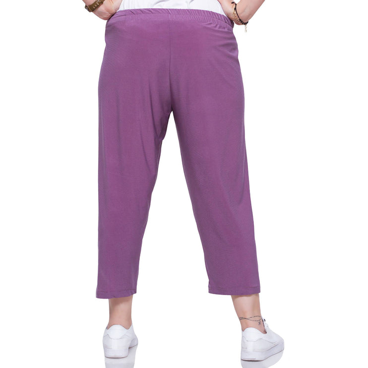 Дамски панталони в макси размери - розов пепел - еластични и удобни - произведени в България - Maxi Market