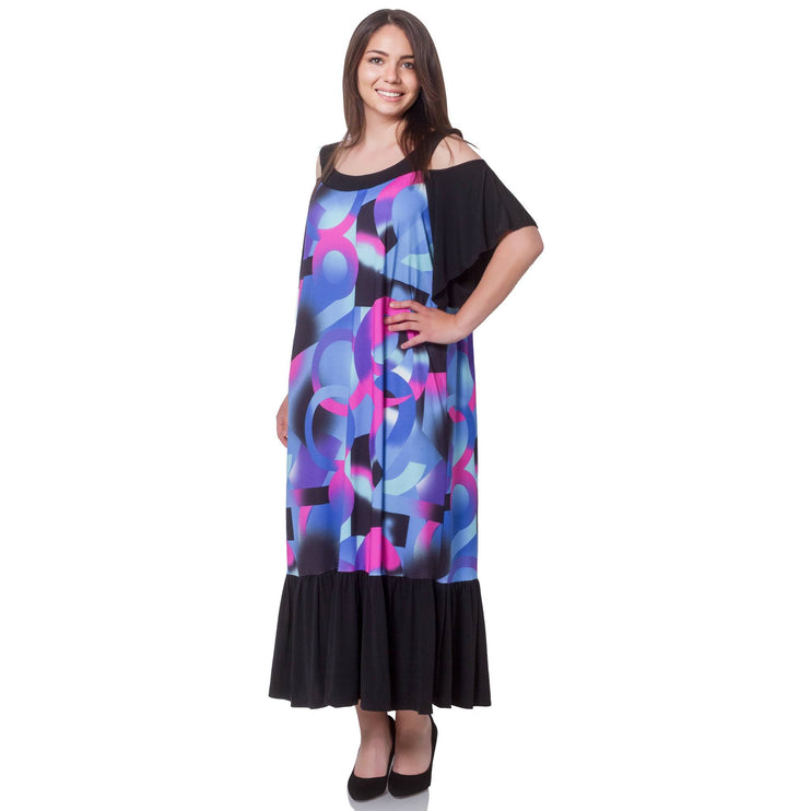 Елегантна дамска рокля в макси размери - официална - пролет - лято - памук и еластан - Maxi Market