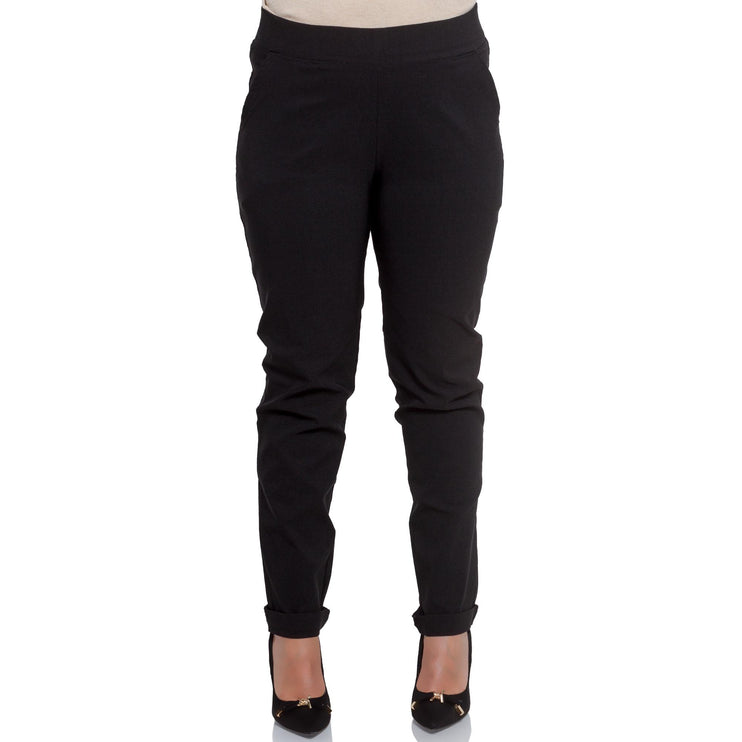 Елегантни дамски панталони в макси размери - черни - висока талия - до глезена - комфортни с еластан - официални - Maxi Market