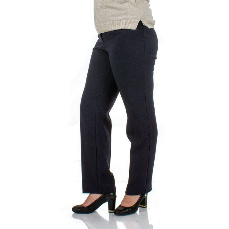 Елегантни дамски панталони в макси размери - тъмносин цвят - висока талия - Maxi Market - Maxi Market