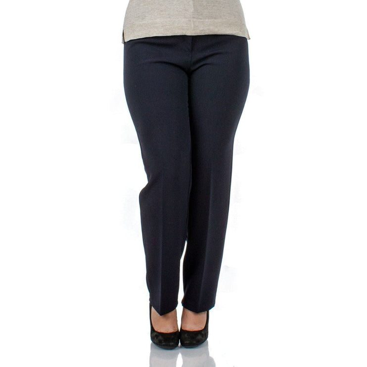 Елегантни дамски панталони в макси размери - тъмносин цвят - висока талия - Maxi Market - Maxi Market