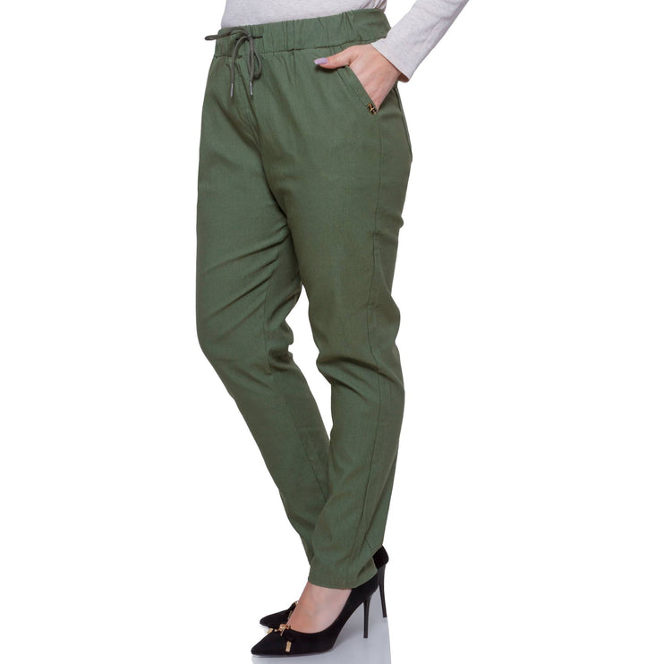 Елегантни дамски панталони в зелено - висока талия и анкел дължина - комфорт и стил за всеки сезон - в макси размери - Maxi Market