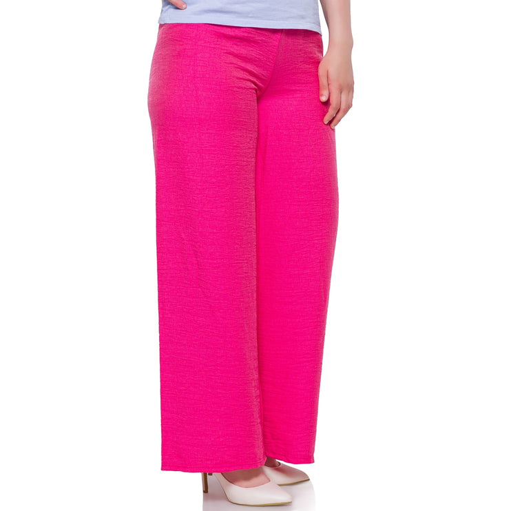 Елегантни розови панталони в макси размери - 100% памук - официални - дамска мода - пролет - лято - Maxi Market
