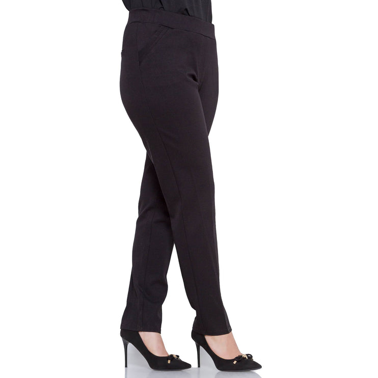Елегантни тъмни панталони с висока талия - Дамски - Макси размери - Пролет - лято - Българско производство - Maxi Market