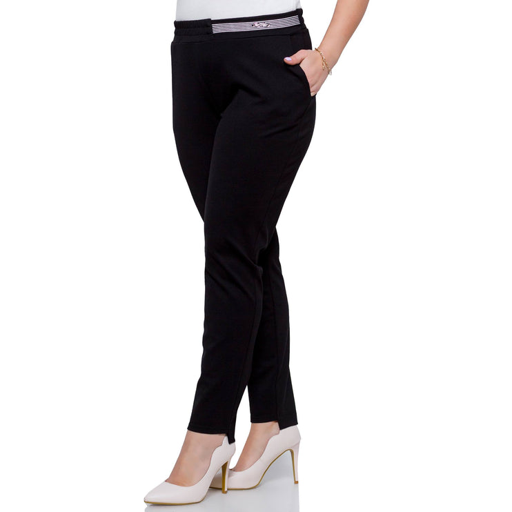 Елегантни тъмни панталони в макси размери - Дамски - с Еластична талия - Официални - Пролет - Лято - Maxi Market