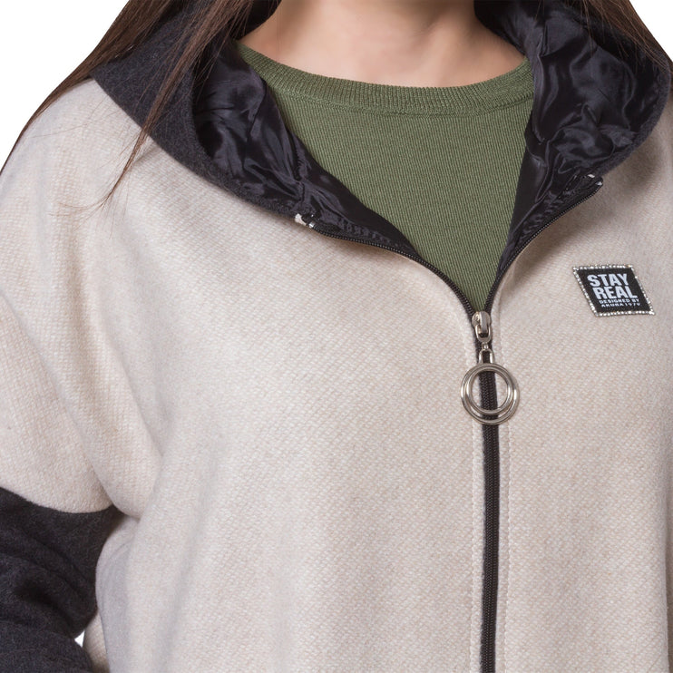 Елегантно дамско палто в макси размери - бежов цвят - 70% вълна 30% полиамид - идеално за официални събития - Есен - Зима - Maxi Market