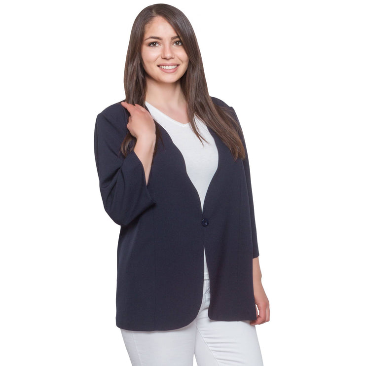 Елегантно дамско сако в тъмносин цвят - макси размери - пролет - лято - висококачествени материали - България - Maxi Market