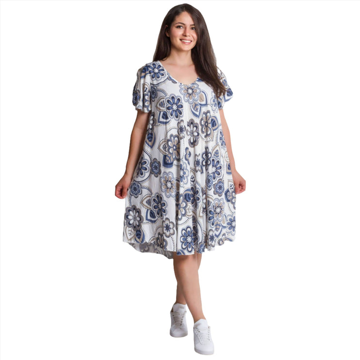 Свободна лятна рокля - V - деколте - Размери 5XL - 6XL - Пролет - Лято - Maxi Market