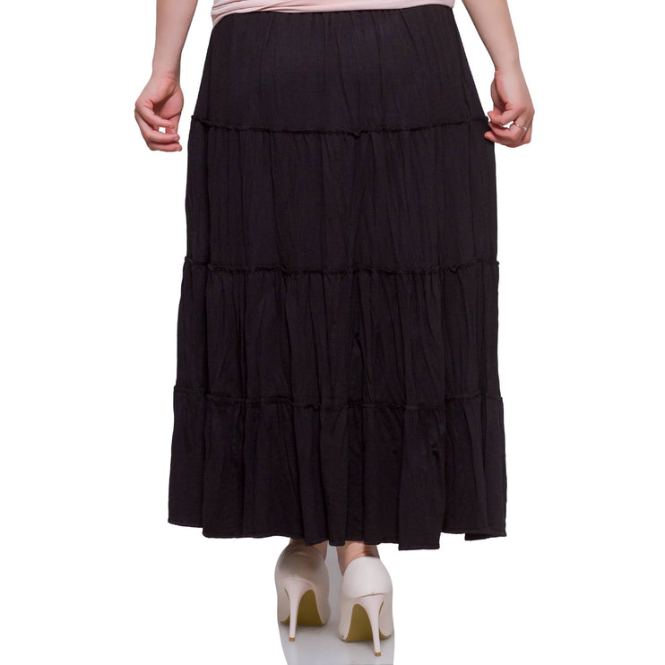 Тъмна дамска пола в макси размери - еластична талия - удобна за всеки сезон - произведено в България - Maxi Market